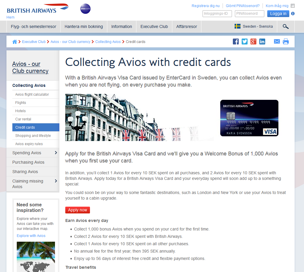 British Airways Visa kreditkort